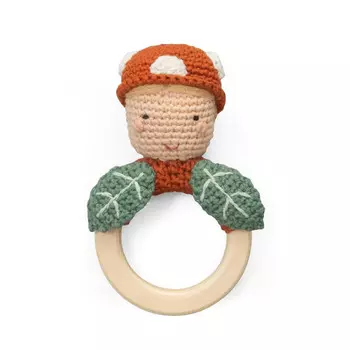 Погремушка Sebra вязаная на кольце Эльф