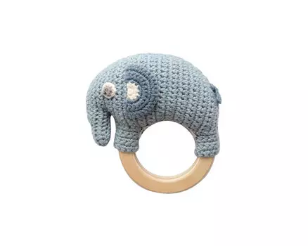 Погремушка Sebra вязаная на кольце Слоник Fanto