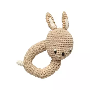 Погремушка Sebra вязаная на кольце Заяц Moonlight