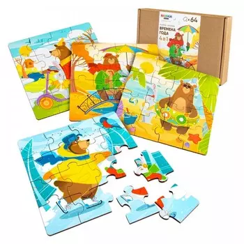 Raduga Kids Деревянные пазлы для детей Времена года 4 в 1