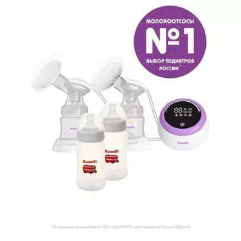 Ramili Двойной молокоотсос SE450 с дополнительной противоколиковой бутылочкой 240 мл 2 шт.