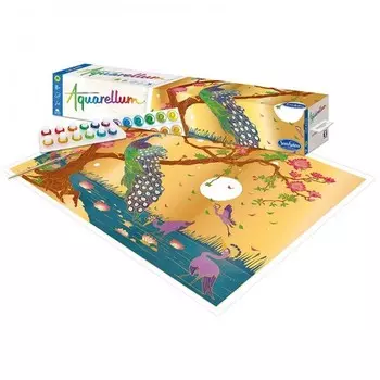 Раскраска SentoSpherE акварельная большая Павлин