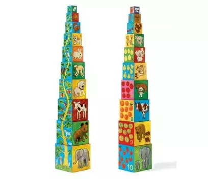 Развивающая игрушка Djeco Кубики-пирамида Мои друзья