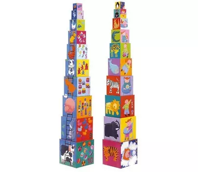 Развивающая игрушка Djeco Кубики-пирамида Забавные кубики