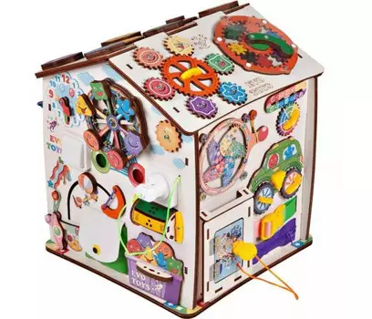 Развивающая игрушка Evotoys Домик Смайлики на карусели 29х29х36 см