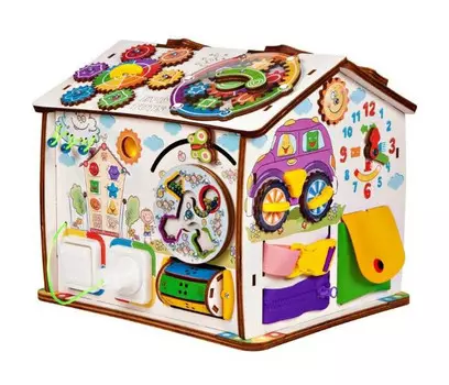 Развивающая игрушка Evotoys Домик Смайлики на машинке 25х25х29 см