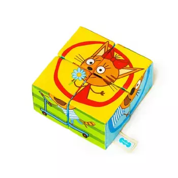 Развивающая игрушка Мякиши мягкая Кубики Три кота Собери картинку