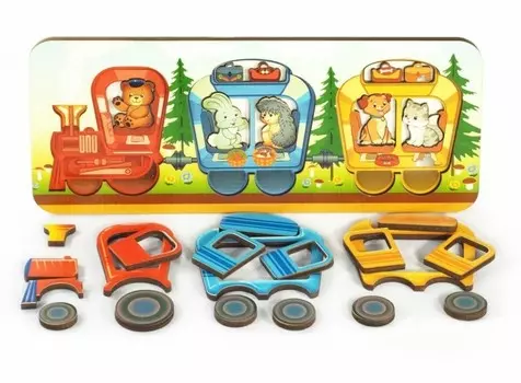 Развивающая игрушка Нескучные Игры Доска Веселый Паровозик (28 деталей)