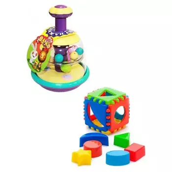 Развивающая игрушка Тебе-Игрушка Юла Юлька + Игрушка Кубик логический малый