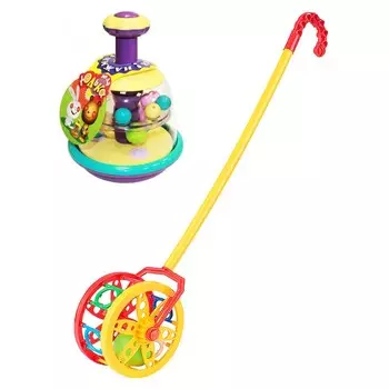 Развивающая игрушка Тебе-Игрушка Юла Юлька пастельные цвета + Каталка Колесо