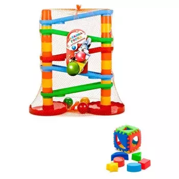 Развивающая игрушка Тебе-Игрушка Набор Игра Зайкина горка Аттракцион № 1 + Игрушка Кубик логический малый