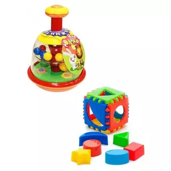 Развивающая игрушка Тебе-Игрушка Набор Юла Юлька + Игрушка Кубик логический малый