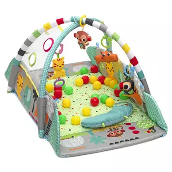 Развивающий коврик FunKids Ball Pit Activity Gym с бортиками, подвесными игрушками, подушечкой и шариками