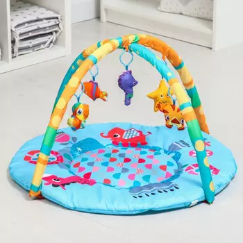 Развивающий коврик Сималенд Друзья Африки с дугами круглый, 106х93х0,5 см