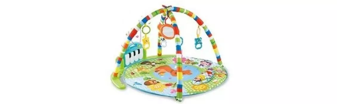 Развивающий коврик Without мягкий 4 подвесные погремушки и зеркальце, со звуком