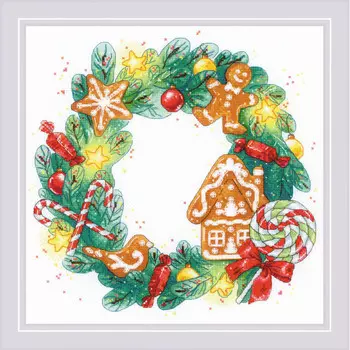 Riolis Набор для вышивания Сотвори сама Пряничный венок 30х30 см