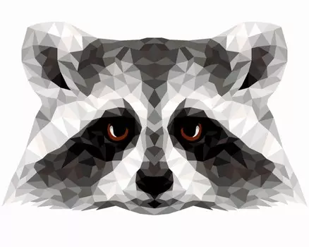 Русская живопись Набор для творчества Рисование по номерам Полигональный стиль Енот 50х40