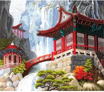 Сделай своими руками Набор для вышивания Водопад и пагода