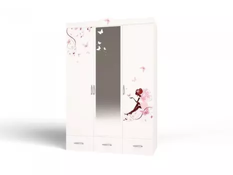 Шкаф ABC-King 3-х дверный Swarovski Фея с зеркалом и со стразами