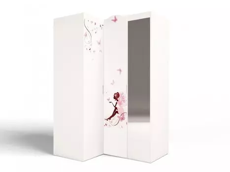 Шкаф ABC-King угловой гармошка Фея с зеркалом (левый)