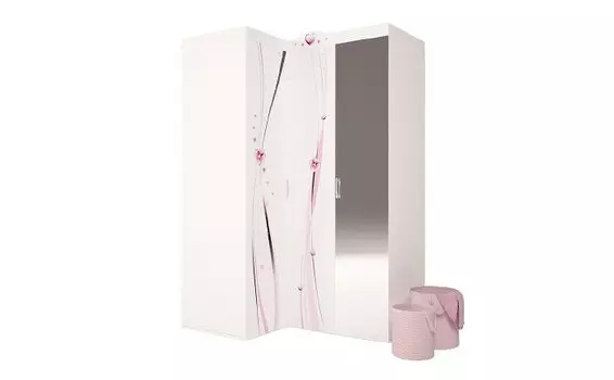 Шкаф ABC-King угловой гармошка Princess с зеркалом (левый)