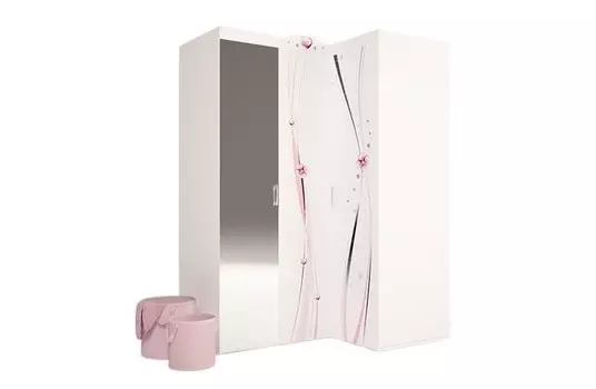 Шкаф ABC-King угловой гармошка Princess с зеркалом (правый)