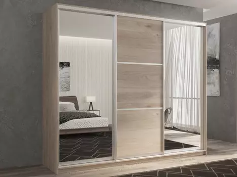 Шкаф РВ-Мебель купе 3-х дверный Кааппи 3 240х45 см (Дуб Кастелло серый)