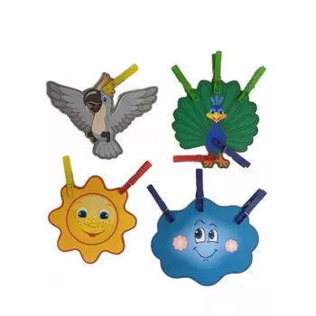 Сибирские игрушки Игры с прищепками Солнце, тучка, павлин, какаду