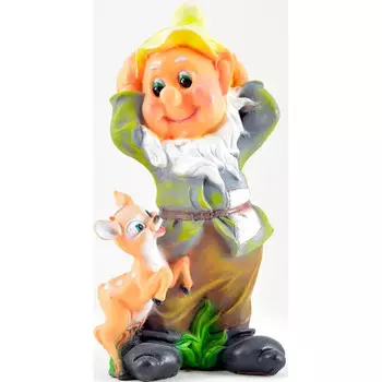 Сказка Садовая фигура Гном с олененком