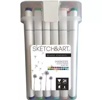 Sketch&amp;Art Набор маркеров двухсторонних Средний 24 цвета