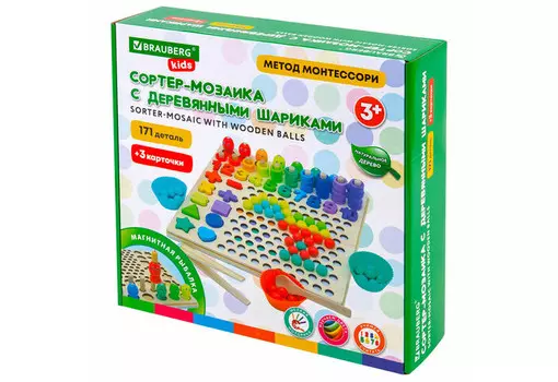 Сортер Brauberg мозаика развивающий 5в1 по методу Монтессори