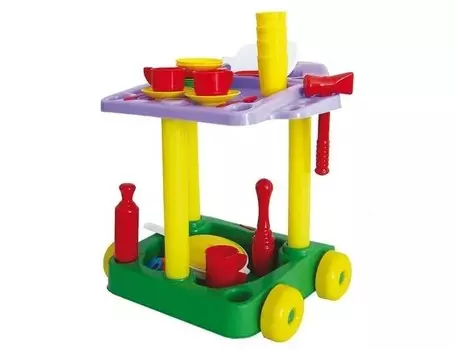 Совтехстром Сервировочный столик с набором посуды