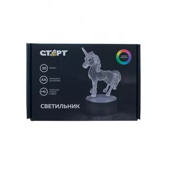 Старт Светильник 3D Единорог сенсорный (220 В или 3хАА)