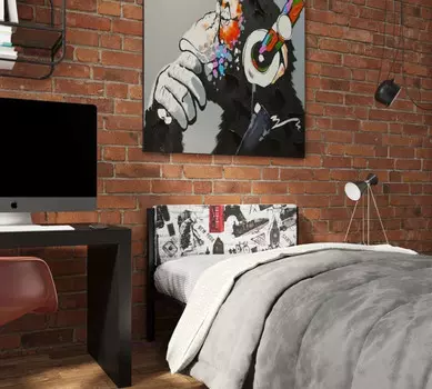 Stone Мягкое изголовье Город для металлической кровати 200х90