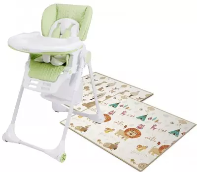 Стульчик для кормления Forest kids Tondo с игровым ковриком Wild jungle and Friends 155х200