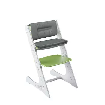 Стульчик для кормления Конёк Горбунёк растущий и подушки Комфорт Бело-зеленый
