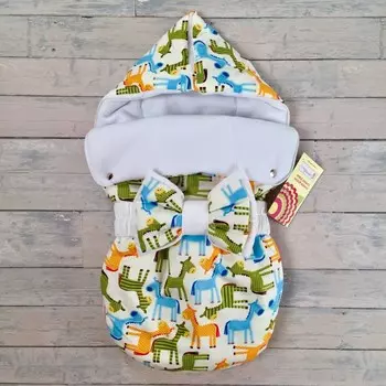 СуперМаМкет Конверт на выписку JustCute Лошадки с бантом (весна)