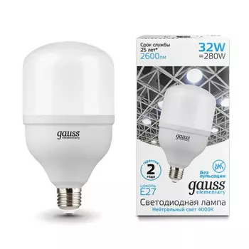 Светильник Gauss Лампа Elementary T100 32W 2600lm 4000K E27 LED