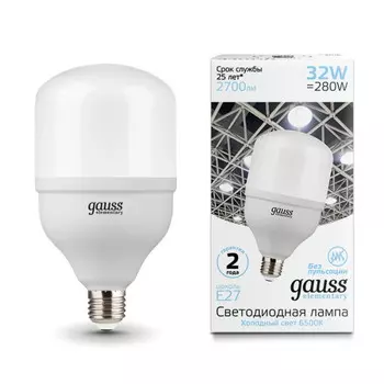 Светильник Gauss Лампа Elementary T100 32W 2700lm 6500K E27 LED