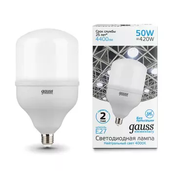Светильник Gauss Лампа Elementary T140 50W 4400lm 4000K E27 LED