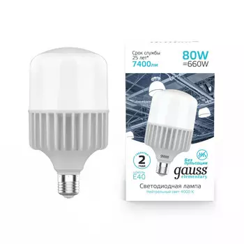 Светильник Gauss Лампа Elementary T140 80W 6400lm 4000K E40 LED