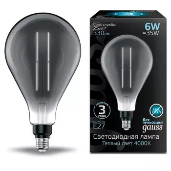 Светильник Gauss Лампа Filament LED gray straight Е27 PS160 6W 330lm 4000К