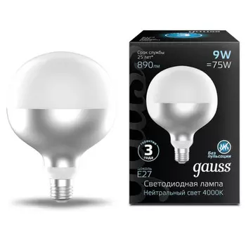 Светильник Gauss Лампа Filament LED mirror-milky Е27 G125 9W 890lm 4100К