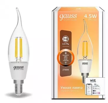 Светильник Gauss Лампа светодиодная филаментная Smart Home DIM E14 CF35 4,5 Вт