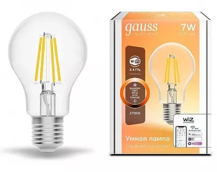 Светильник Gauss Лампа светодиодная филаментная Smart Home DIM E27 A60 7 Вт