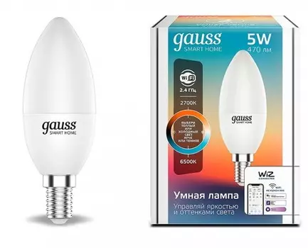 Светильник Gauss Лампа Светодиодная Smart Home DIM+CCT E14 C37 5 Вт
