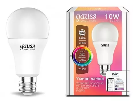 Светильник Gauss Лампа Светодиодная Smart Home RGBW E27 A60 10 Вт 2700-6500K