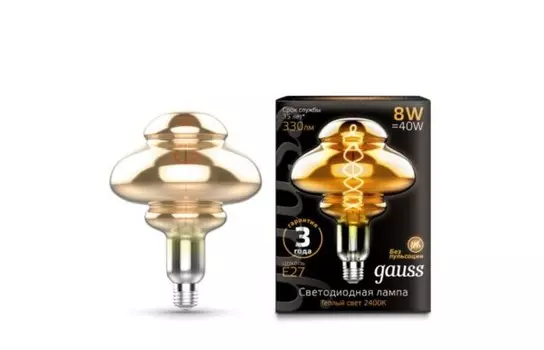 Светильник Gauss Лампа Vintage Filament Flexible LED BD160 8W 330lm E27 2400K