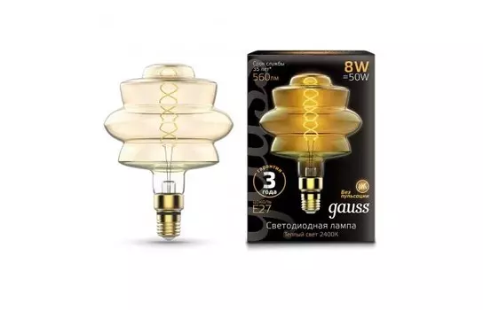 Светильник Gauss Лампа Vintage Filament Flexible LED BD180 8W 560lm E27 2400K