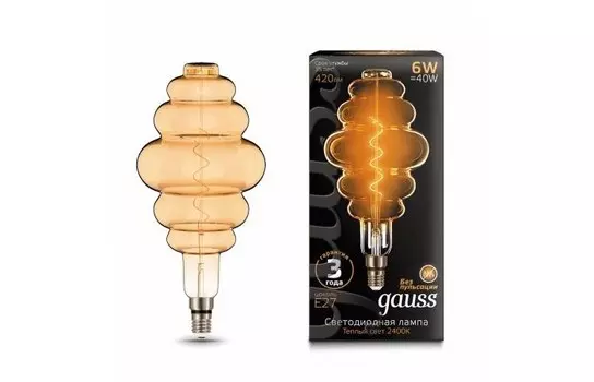 Светильник Gauss Лампа Vintage Filament Flexible LED BD200 6W E27 2400K